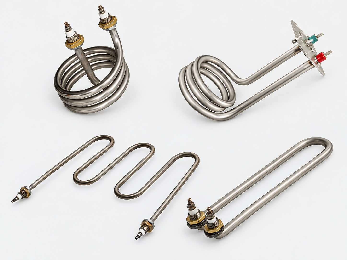 Tubular heating element shape reference: coils, serpentine and U-shaped elements